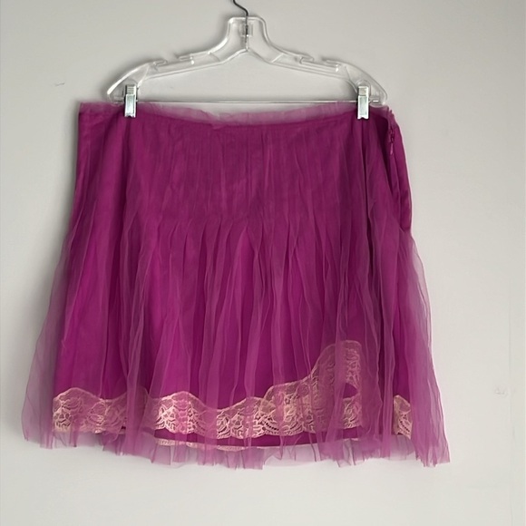Rodarte for Target Lace Tulle Mini Skirt Magenta Pink Plus Size 20 - Picture 2 of 5